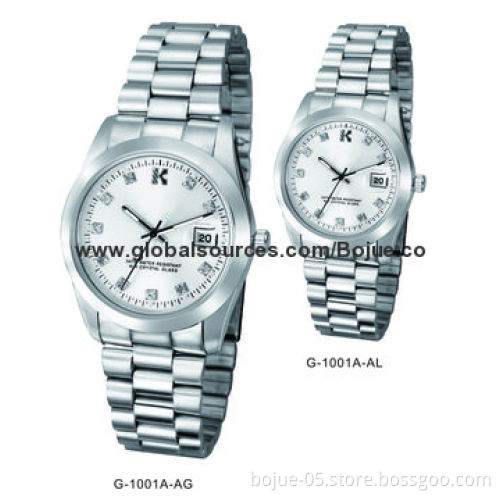 Stainless Steel Business Watches, 3 or 5ATM Waterproof with Sliver Color